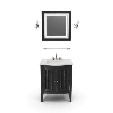 Meuble vasque bois massif 90 cm avec miroir — Rivage Bain