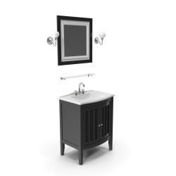 Meuble vasque bois massif 90 cm avec miroir — Rivage Bain