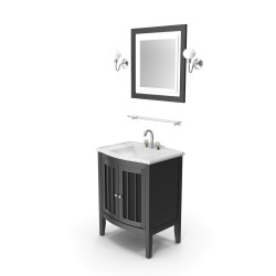 Meuble vasque bois massif 90 cm avec miroir — Rivage Bain