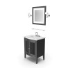 Meuble vasque bois massif 90 cm avec miroir — Rivage Bain