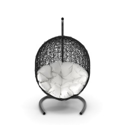 Balancelle décorative suspendue fer forgé et rotin — Maison Lorel