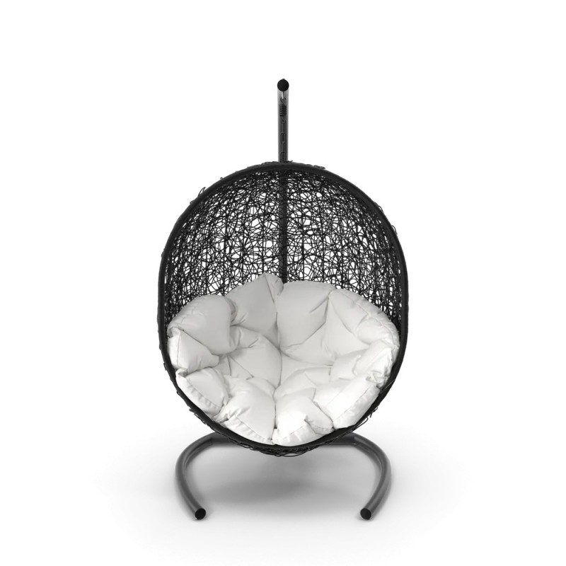 Balancelle décorative suspendue fer forgé et rotin — Maison Lorel
