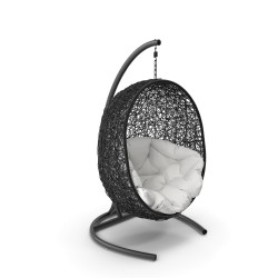 Balancelle décorative suspendue fer forgé et rotin — Maison Lorel