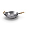 Wok acier carbone 32 cm fond plat induction — Chaudron & Fils