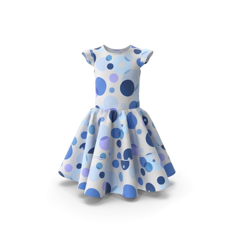 Robe bleue fluide manches longues col V en viscose