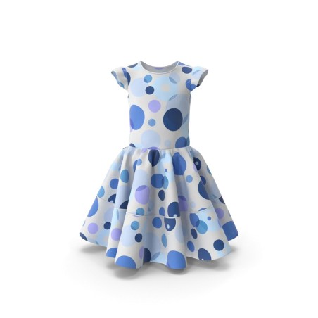 Robe bleue fluide manches longues col V en viscose