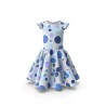 Robe bleue fluide manches longues col V en viscose