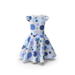 Robe bleue fluide manches longues col V en viscose