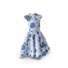 Robe bleue fluide manches longues col V en viscose