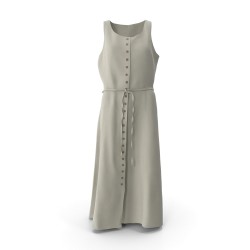 Robe grise cintrée en maille côtelée manches 3/4
