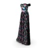 Robe longue de soirée noire dos nu fendue en crêpe
