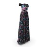Robe longue de soirée noire dos nu fendue en crêpe
