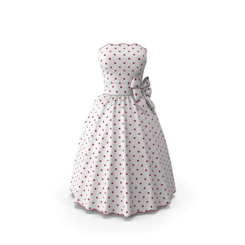 Robe imprimée à pois manches courtes coupe trapèze
