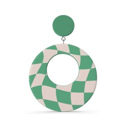 Boucles d'oreilles ovales vertes pendantes dorées