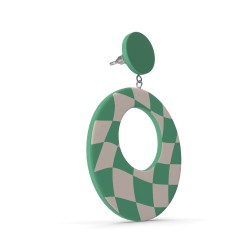 Boucles d'oreilles ovales vertes pendantes dorées