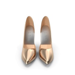 Escarpins dorés femme à talon bloc 7 cm