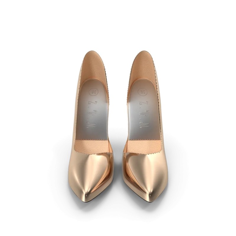 Escarpins dorés femme à talon bloc 7 cm