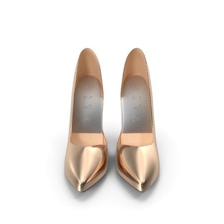 Escarpins dorés femme à talon bloc 7 cm